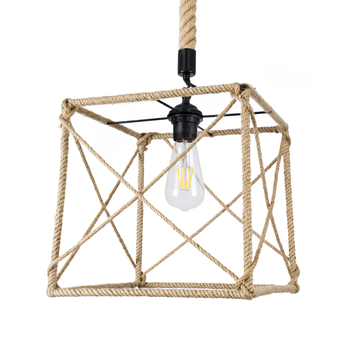 GLOBOSTAR® POLISHED 01616 Vintage Κρεμαστό Φωτιστικό Οροφής με Ντουί 1 x E27 AC 220-240V IP20 - Μαύρο & Μπεζ - Μ30 x Π30 x Υ30cm 6 GLOBOSTAR® POLISHED 01616 Vintage Κρεμαστό Φωτιστικό Οροφής με Ντουί 1 x E27 AC 220-240V IP20 - Μαύρο & Μπεζ - Μ30 x Π30 x Υ30cm - Image 4