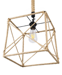 GLOBOSTAR® POLISHED 01616 Vintage Κρεμαστό Φωτιστικό Οροφής με Ντουί 1 x E27 AC 220-240V IP20 - Μαύρο & Μπεζ - Μ30 x Π30 x Υ30cm 16 01616 5