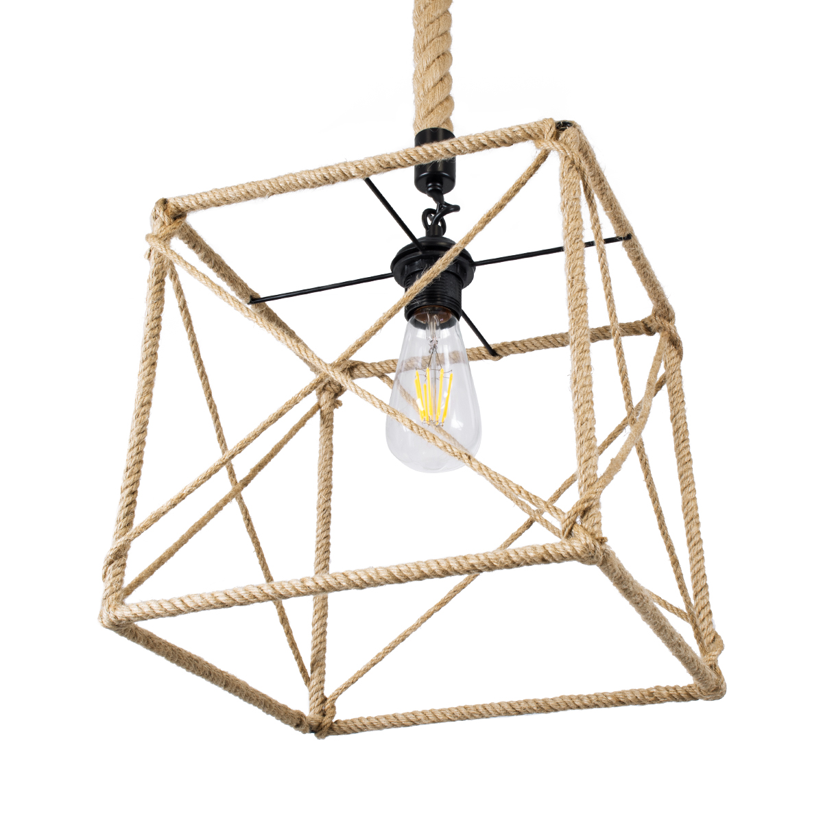 GLOBOSTAR® POLISHED 01616 Vintage Κρεμαστό Φωτιστικό Οροφής με Ντουί 1 x E27 AC 220-240V IP20 - Μαύρο & Μπεζ - Μ30 x Π30 x Υ30cm 7 GLOBOSTAR® POLISHED 01616 Vintage Κρεμαστό Φωτιστικό Οροφής με Ντουί 1 x E27 AC 220-240V IP20 - Μαύρο & Μπεζ - Μ30 x Π30 x Υ30cm - Image 5