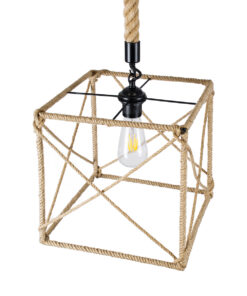 GLOBOSTAR® POLISHED 01616 Vintage Κρεμαστό Φωτιστικό Οροφής με Ντουί 1 x E27 AC 220-240V IP20 - Μαύρο & Μπεζ - Μ30 x Π30 x Υ30cm 17 01616 6