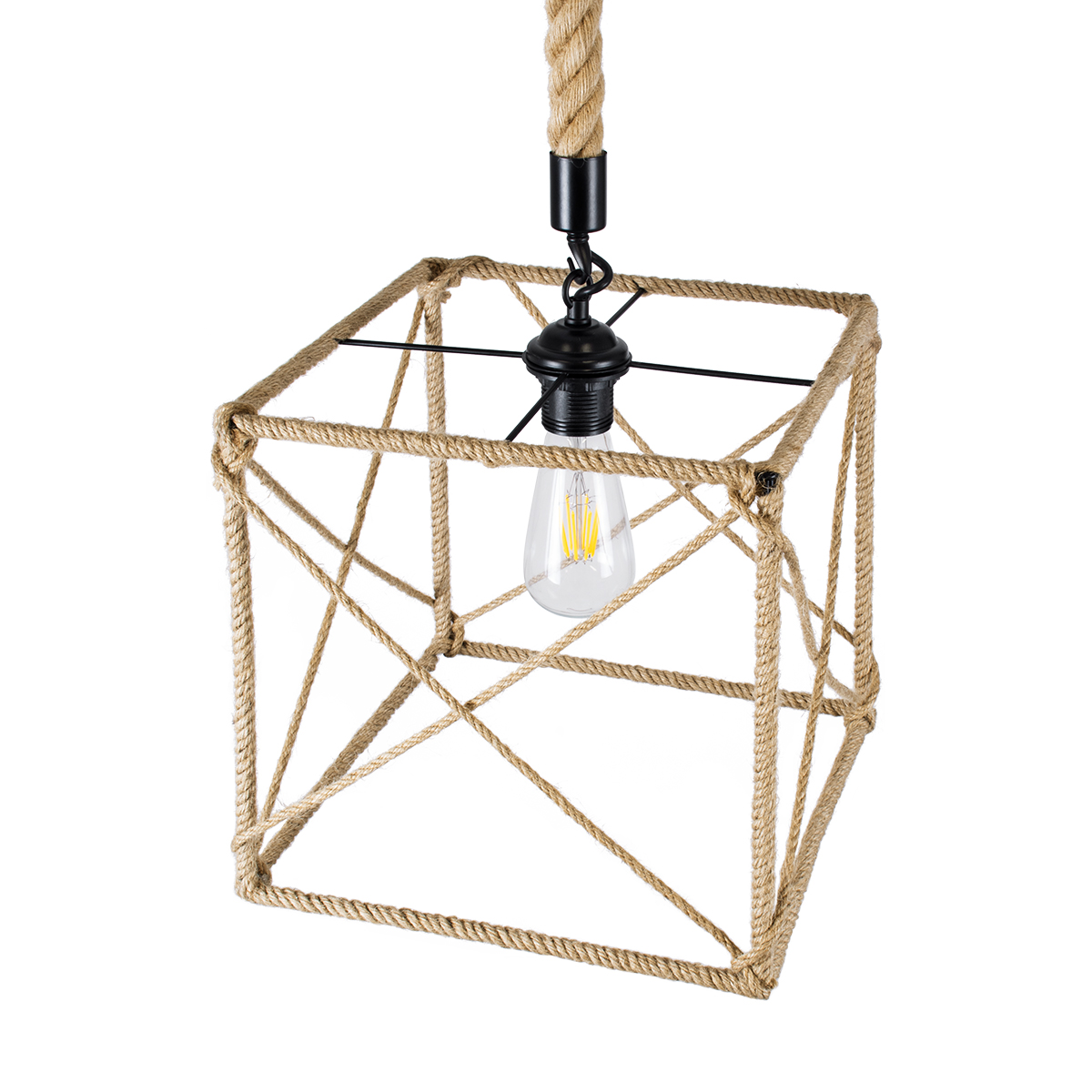 GLOBOSTAR® POLISHED 01616 Vintage Κρεμαστό Φωτιστικό Οροφής με Ντουί 1 x E27 AC 220-240V IP20 - Μαύρο & Μπεζ - Μ30 x Π30 x Υ30cm 8 GLOBOSTAR® POLISHED 01616 Vintage Κρεμαστό Φωτιστικό Οροφής με Ντουί 1 x E27 AC 220-240V IP20 - Μαύρο & Μπεζ - Μ30 x Π30 x Υ30cm - Image 6