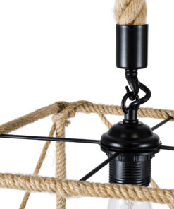 GLOBOSTAR® POLISHED 01616 Vintage Κρεμαστό Φωτιστικό Οροφής με Ντουί 1 x E27 AC 220-240V IP20 - Μαύρο & Μπεζ - Μ30 x Π30 x Υ30cm 19 01616 8