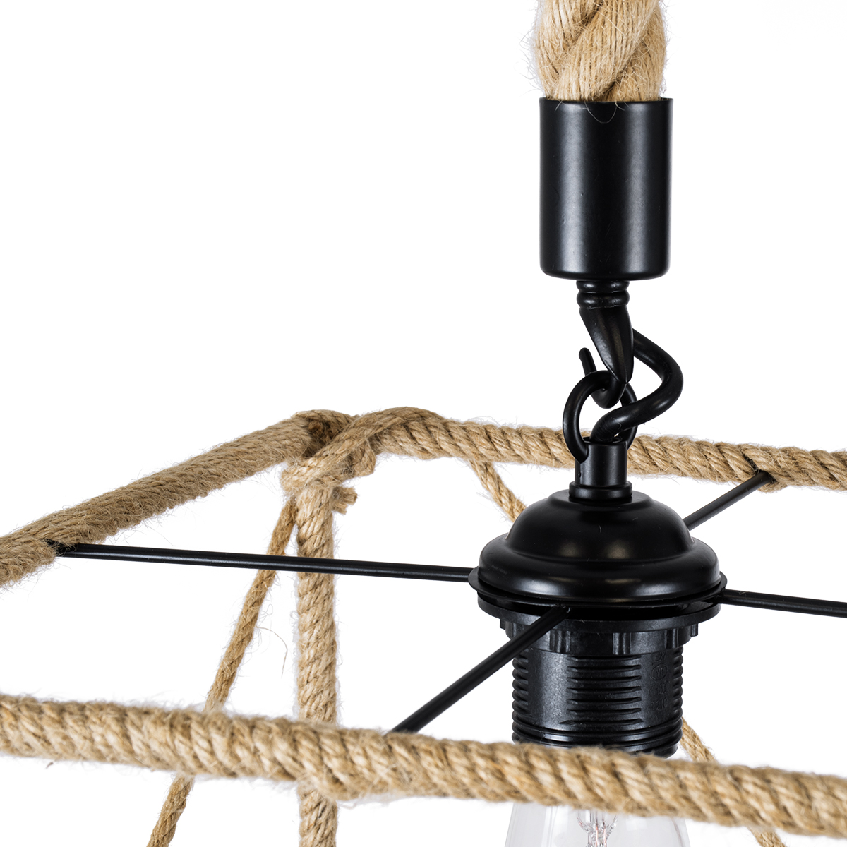 GLOBOSTAR® POLISHED 01616 Vintage Κρεμαστό Φωτιστικό Οροφής με Ντουί 1 x E27 AC 220-240V IP20 - Μαύρο & Μπεζ - Μ30 x Π30 x Υ30cm 10 GLOBOSTAR® POLISHED 01616 Vintage Κρεμαστό Φωτιστικό Οροφής με Ντουί 1 x E27 AC 220-240V IP20 - Μαύρο & Μπεζ - Μ30 x Π30 x Υ30cm - Image 8