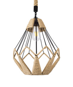 GLOBOSTAR® CONICAL 01617 Vintage Κρεμαστό Φωτιστικό Οροφής με Ντουί 1 x E27 AC 220-240V IP20 - Μαύρο & Μπεζ - Μ30 x Π30 x Υ40cm 15 01617 4