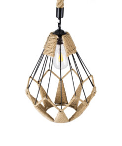 GLOBOSTAR® CONICAL 01617 Vintage Κρεμαστό Φωτιστικό Οροφής με Ντουί 1 x E27 AC 220-240V IP20 - Μαύρο & Μπεζ - Μ30 x Π30 x Υ40cm 17 01617 6