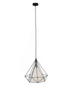 GloboStar® GLOBOSTAR® KAIRI 01618 Μοντέρνο Κρεμαστό Φωτιστικό Οροφής με Ντουί 1 x E27 AC 220-240V IP20 - Μαύρο & Λευκό - Μ38 x Π38 x Υ39cm