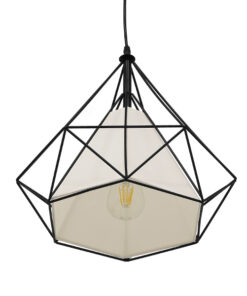 GLOBOSTAR® KAIRI 01618 Μοντέρνο Κρεμαστό Φωτιστικό Οροφής με Ντουί 1 x E27 AC 220-240V IP20 - Μαύρο & Λευκό - Μ38 x Π38 x Υ39cm 12 01618 4