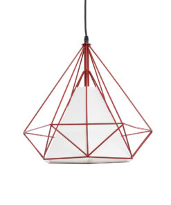 GloboStar® GLOBOSTAR® KAIRI 01620 Μοντέρνο Κρεμαστό Φωτιστικό Οροφής με Ντουί 1 x E27 AC 220-240V IP20 - Κόκκινο & Λευκό - Μ38 x Π38 x Υ39cm