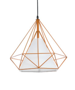 GloboStar® GLOBOSTAR® KAIRI 01621 Μοντέρνο Κρεμαστό Φωτιστικό Οροφής με Ντουί 1 x E27 AC 220-240V IP20 - Πορτοκαλί & Λευκό - Μ38 x Π38 x Y38cm