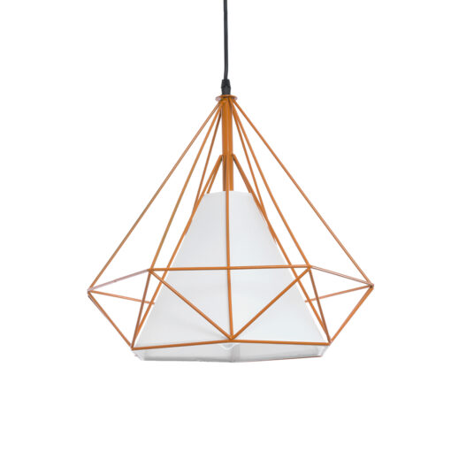 GloboStar® GLOBOSTAR® KAIRI 01621 Μοντέρνο Κρεμαστό Φωτιστικό Οροφής με Ντουί 1 x E27 AC 220-240V IP20 - Πορτοκαλί & Λευκό - Μ38 x Π38 x Y38cm