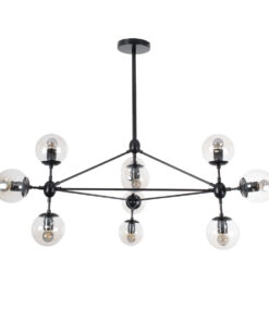 GloboStar® GLOBOSTAR® SENTINEL 01636 Μοντέρνο Φωτιστικό Οροφής με Ντουί 10 x E27 AC 220-240V IP20 - Μαύρο & Μελί - Μ105 x Π80 x Υ90cm