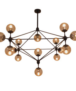 GloboStar® GLOBOSTAR® SENTINEL 01637 Μοντέρνο Φωτιστικό Οροφής με Ντουί 15 x E27 AC 220-240V IP20 - Μαύρο & Μελί - Μ150 x Π150 x Υ115cm