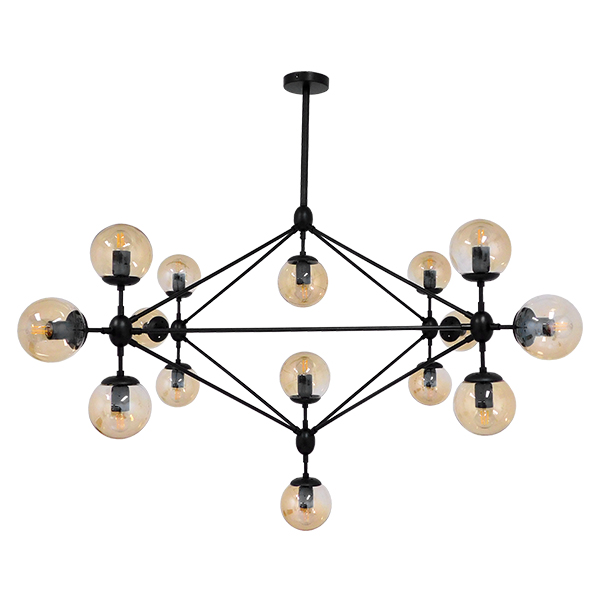 GLOBOSTAR® SENTINEL 01637 Μοντέρνο Φωτιστικό Οροφής με Ντουί 15 x E27 AC 220-240V IP20 - Μαύρο & Μελί - Μ150 x Π150 x Υ115cm 4 GLOBOSTAR® SENTINEL 01637 Μοντέρνο Φωτιστικό Οροφής με Ντουί 15 x E27 AC 220-240V IP20 - Μαύρο & Μελί - Μ150 x Π150 x Υ115cm - Image 2