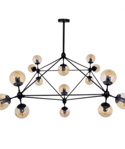 GLOBOSTAR® SENTINEL 01637 Μοντέρνο Φωτιστικό Οροφής με Ντουί 15 x E27 AC 220-240V IP20 - Μαύρο & Μελί - Μ150 x Π150 x Υ115cm 8 01637 4