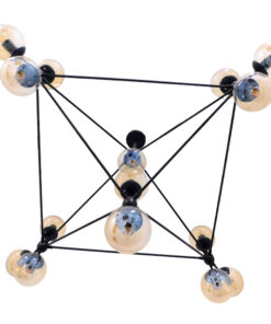 GLOBOSTAR® SENTINEL 01637 Μοντέρνο Φωτιστικό Οροφής με Ντουί 15 x E27 AC 220-240V IP20 - Μαύρο & Μελί - Μ150 x Π150 x Υ115cm 9 01637 5