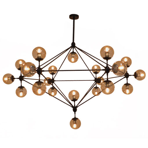 GloboStar® GLOBOSTAR® SENTINEL 01638 Μοντέρνο Φωτιστικό Οροφής με Ντουί 21 x E27 AC 220-240V IP20 - Μαύρο & Μελί - Μ170 x Π170 x Υ136cm