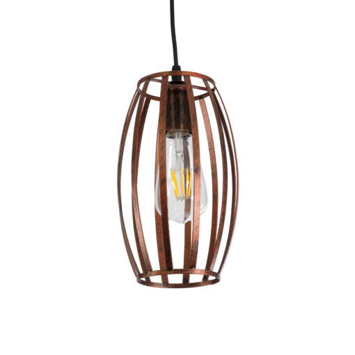 GloboStar® GLOBOSTAR® ZEBRA 01639 Vintage Κρεμαστό Φωτιστικό Οροφής με Ντουί 1 x E27 AC 220-240V IP20 - Χάλκινο - Μ15 x Π15 x Y15cm