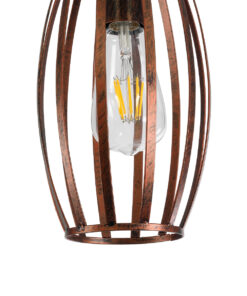 GLOBOSTAR® ZEBRA 01639 Vintage Κρεμαστό Φωτιστικό Οροφής με Ντουί 1 x E27 AC 220-240V IP20 - Χάλκινο - Μ15 x Π15 x Y15cm 19 01639 9