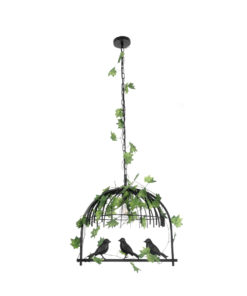 GLOBOSTAR® NEST 01640 Vintage Κρεμαστό Φωτιστικό Οροφής με Ντουί 1 x E27 AC 220-240V IP20 - Μαύρο & Πράσινο - Μ48 x Π38 x Υ40cm 17 01640 4