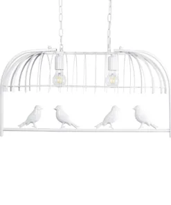 GLOBOSTAR® NEST 01644 Vintage Κρεμαστό Φωτιστικό Οροφής με Ντουί 2 x E27 AC 220-240V IP20 - Λευκό & Πράσινο - Μ73.6 x Π37.5 x Y38cm 25 01644 12