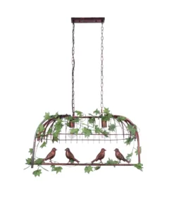 GLOBOSTAR® NEST 01645 Vintage Κρεμαστό Φωτιστικό Οροφής με Ντουί 2 x E27 AC 220-240V IP20 - Χάλκινο & Πράσινο - Μ73.6 x Π37.5 x Y38.5cm 16 01645 3