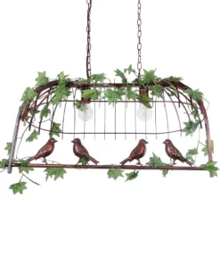 GLOBOSTAR® NEST 01645 Vintage Κρεμαστό Φωτιστικό Οροφής με Ντουί 2 x E27 AC 220-240V IP20 - Χάλκινο & Πράσινο - Μ73.6 x Π37.5 x Y38.5cm 18 01645 5