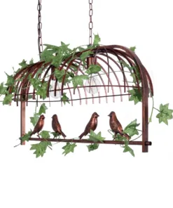 GLOBOSTAR® NEST 01645 Vintage Κρεμαστό Φωτιστικό Οροφής με Ντουί 2 x E27 AC 220-240V IP20 - Χάλκινο & Πράσινο - Μ73.6 x Π37.5 x Y38.5cm 20 01645 7