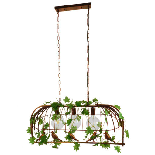 GloboStar® GLOBOSTAR® NEST 01648 Vintage Κρεμαστό Φωτιστικό Οροφής με Ντουί 3 x E27 AC 220-240V IP20 - Χάλκινο & Πράσινο - Μ85.5 x Π37.5 x Y38cm