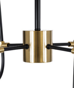 GloboStar® STARDUST 01649 Vintage Φωτιστικό Οροφής Πλέγμα Πολύφωτο 8 x E27 IP20 Μαύρο & Χρυσό Μέταλλο με Λευκό Γυαλί - Μ75 x Π75 x Υ100cm 20 01649 9