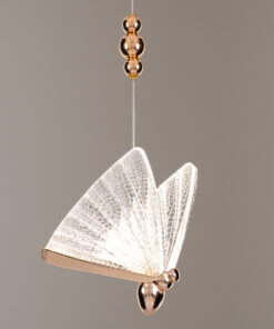 Alternative view of GLOBOSTAR® BUTTERFLY 01650 Μοντέρνο Κρεμαστό Φωτιστικό Οροφής LED 10W 800lm 360° AC 220-240V IP20 Θερμό Λευκό 2700K - Lumileds SMD Chip - Ροζ Χρυσό & Διάφανο - Μ20 x Π17 x Y24cm - 2 Χρόνια Εγγύηση