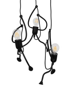 GloboStar® GLOBOSTAR® LITTLE MAN 01655 Μοντέρνο Κρεμαστό Φωτιστικό Οροφής με Ντουί 3 x E27 AC 220-240V IP20 - Μαύρο - Μ45 x Π45 x Υ40cm