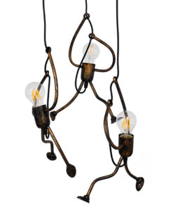 GloboStar® GLOBOSTAR® LITTLE MAN 01656 Μοντέρνο Κρεμαστό Φωτιστικό Οροφής με Ντουί 3 x E27 AC 220-240V IP20 - Χάλκινο - Μ45 x Π45 x Υ40cm