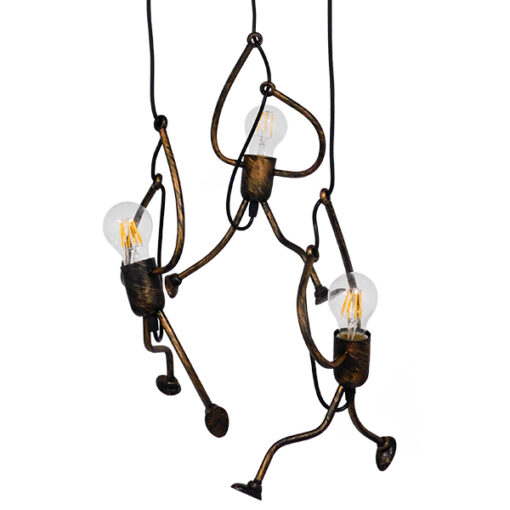 GloboStar® GLOBOSTAR® LITTLE MAN 01656 Μοντέρνο Κρεμαστό Φωτιστικό Οροφής με Ντουί 3 x E27 AC 220-240V IP20 - Χάλκινο - Μ45 x Π45 x Υ40cm