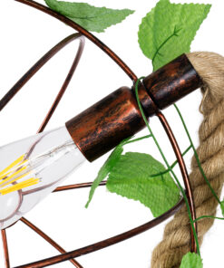 GLOBOSTAR® BRADLEY 01661 Vintage Κρεμαστό Φωτιστικό Οροφής με Ντουί 1 x E27 AC 220-240V IP20 - Μπεζ, Πράσινο & Χάλκινο - Μ42 x Π42 x Y42cm 22 01661 9