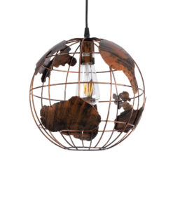 GloboStar® GLOBOSTAR® EARTH 01662 Vintage Κρεμαστό Φωτιστικό Οροφής με Ντουί 1 x E27 AC 220-240V IP20 - Χάλκινο - Μ30 x Π30 x Y30cm