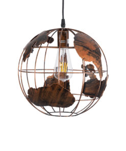 GLOBOSTAR® EARTH 01662 Vintage Κρεμαστό Φωτιστικό Οροφής με Ντουί 1 x E27 AC 220-240V IP20 - Χάλκινο - Μ30 x Π30 x Y30cm 15 01662 5