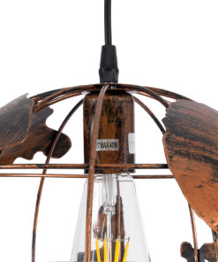 GLOBOSTAR® EARTH 01662 Vintage Κρεμαστό Φωτιστικό Οροφής με Ντουί 1 x E27 AC 220-240V IP20 - Χάλκινο - Μ30 x Π30 x Y30cm 18 01662 8
