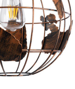 GLOBOSTAR® EARTH 01662 Vintage Κρεμαστό Φωτιστικό Οροφής με Ντουί 1 x E27 AC 220-240V IP20 - Χάλκινο - Μ30 x Π30 x Y30cm 19 01662 9