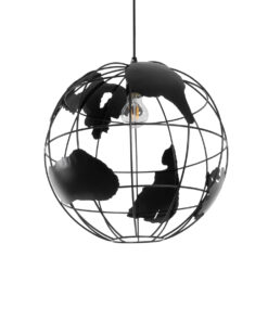 GloboStar® GLOBOSTAR® EARTH 01663 Vintage Κρεμαστό Φωτιστικό Οροφής με Ντουί 1 x E27 AC 220-240V IP20 - Μαύρο - Μ41 x Π41 x Υ41cm