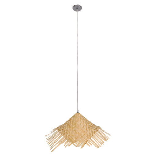 GloboStar® GLOBOSTAR® RICEHAT 01666 Boho Κρεμαστό Φωτιστικό Οροφής με Ντουί 1 x E27 AC 220-240V IP20 - Μπεζ - Μ70 x Π70 x Y25cm