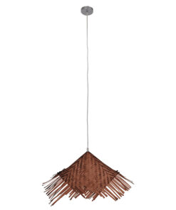 GloboStar® GLOBOSTAR® RICEHAT 01667 Boho Κρεμαστό Φωτιστικό Οροφής με Ντουί 1 x E27 AC 220-240V IP20 - Καφέ - Μ70 x Π70 x Y25cm