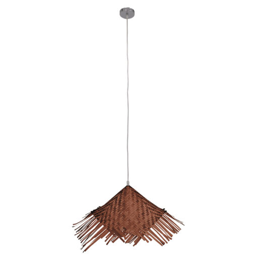 GloboStar® GLOBOSTAR® RICEHAT 01667 Boho Κρεμαστό Φωτιστικό Οροφής με Ντουί 1 x E27 AC 220-240V IP20 - Καφέ - Μ70 x Π70 x Y25cm