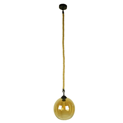 GloboStar® GLOBOSTAR® LENHAM 01668 Μοντέρνο Κρεμαστό Φωτιστικό Οροφής με Ντουί 1 x E27 AC 220-240V IP20 - Μπεζ & Μελί - Μ25 x Π25 x Y25cm