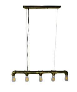 GloboStar® GLOBOSTAR® CANAL 01669 Vintage Κρεμαστό Φωτιστικό Οροφής με Ντουί 5 x E27 AC 220-240V IP20 - Μπρούτζινο - Μ92 x Π5 x Y8cm