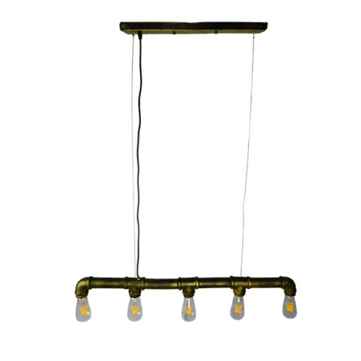 GloboStar® GLOBOSTAR® CANAL 01669 Vintage Κρεμαστό Φωτιστικό Οροφής με Ντουί 5 x E27 AC 220-240V IP20 - Μπρούτζινο - Μ92 x Π5 x Y8cm