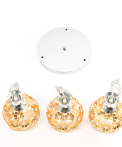 GLOBOSTAR® BOUQUET 01670 Μοντέρνο Κρεμαστό Φωτιστικό Οροφής με Ντουί 3 x E27 AC 220-240V IP20 - Χρυσό, Διάφανο & Ασημί - Μ46 x Π46 x Y23cm 19 01670 10