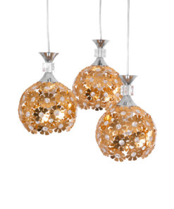 GLOBOSTAR® BOUQUET 01670 Μοντέρνο Κρεμαστό Φωτιστικό Οροφής με Ντουί 3 x E27 AC 220-240V IP20 - Χρυσό, Διάφανο & Ασημί - Μ46 x Π46 x Y23cm 13 01670 4