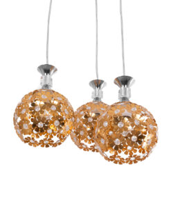 GLOBOSTAR® BOUQUET 01670 Μοντέρνο Κρεμαστό Φωτιστικό Οροφής με Ντουί 3 x E27 AC 220-240V IP20 - Χρυσό, Διάφανο & Ασημί - Μ46 x Π46 x Y23cm 14 01670 5