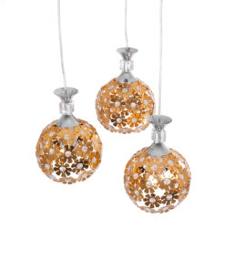 GLOBOSTAR® BOUQUET 01670 Μοντέρνο Κρεμαστό Φωτιστικό Οροφής με Ντουί 3 x E27 AC 220-240V IP20 - Χρυσό, Διάφανο & Ασημί - Μ46 x Π46 x Y23cm 15 01670 6