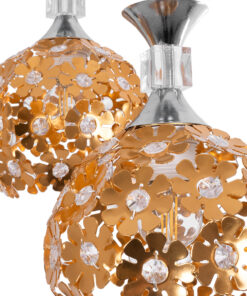 GLOBOSTAR® BOUQUET 01670 Μοντέρνο Κρεμαστό Φωτιστικό Οροφής με Ντουί 3 x E27 AC 220-240V IP20 - Χρυσό, Διάφανο & Ασημί - Μ46 x Π46 x Y23cm 16 01670 7